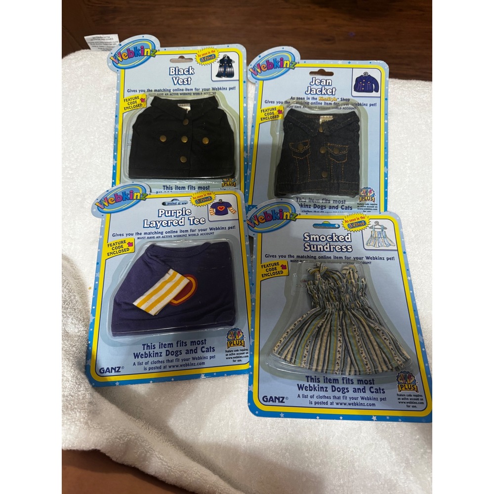 Webkinz KinzStyle Plush Clothing Lot‎ of 4 NIP with Feature Codes Ganz New